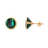 14KT Single Stone Gold Stud Earrings Manufacturer, Wholesaler & Supplier in | Premokshi Ornaments | PREM-ER-113-GREEN