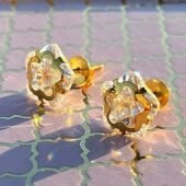14KT Single Stone Gold Stud Earrings Manufacturer, Wholesaler & Supplier | Premokshi Ornaments | PREM-ER-111-WHITE