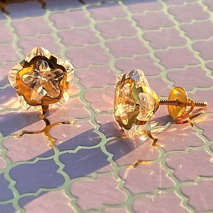 14KT Single Stone Gold Stud Earrings Manufacturer, Wholesaler & Supplier | Premokshi Ornaments | PREM-ER-111-WHITE