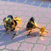 14KT Single Stone Gold Stud Earrings Manufacturer, Wholesaler & Supplier | Premokshi Ornaments | PREM-ER-111-BLACK