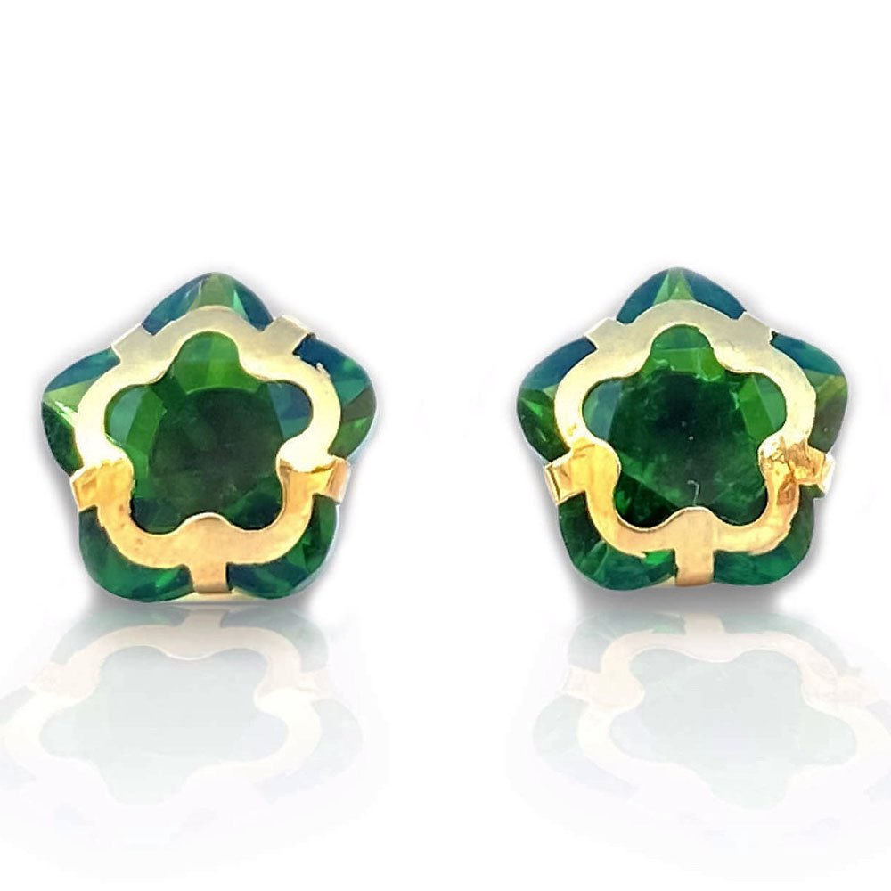 14KT Single Stone Gold Stud Earrings Manufacturer, Wholesaler & Supplier | Premokshi Ornaments | PREM-ER-111-GREEN