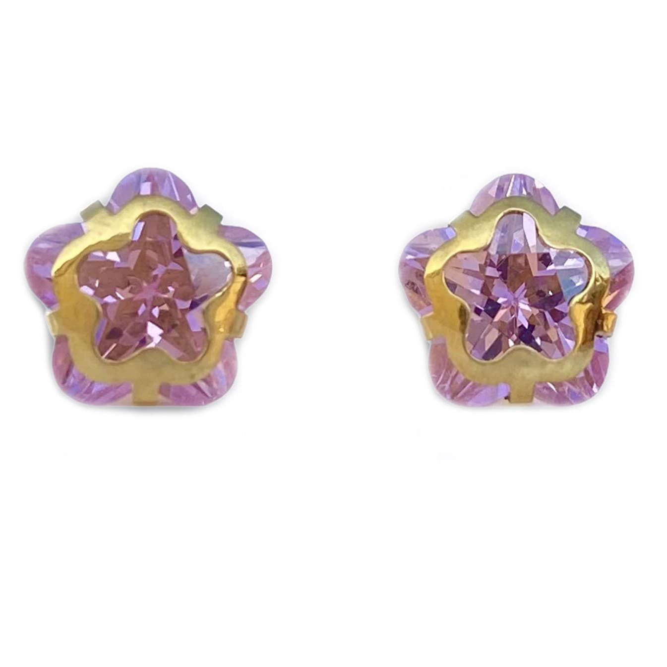 14KT Single Stone Gold Stud Earrings Manufacturer, Wholesaler & Supplier | Premokshi Ornaments | PREM-ER-111-PINK