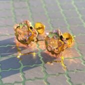 14KT Single Stone Gold Stud Earrings Manufacturer, Wholesaler & Supplier | Premokshi Ornaments | PREM-ER-111-PINK