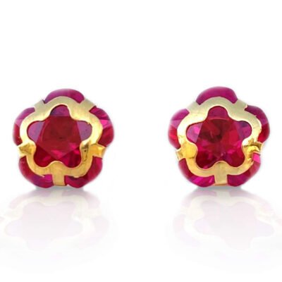 14KT-Single-Stone-Gold-Stud-Earrings-Manufacturer-in-Delhi-Premokshi-Ornaments-EAR111-RED@0