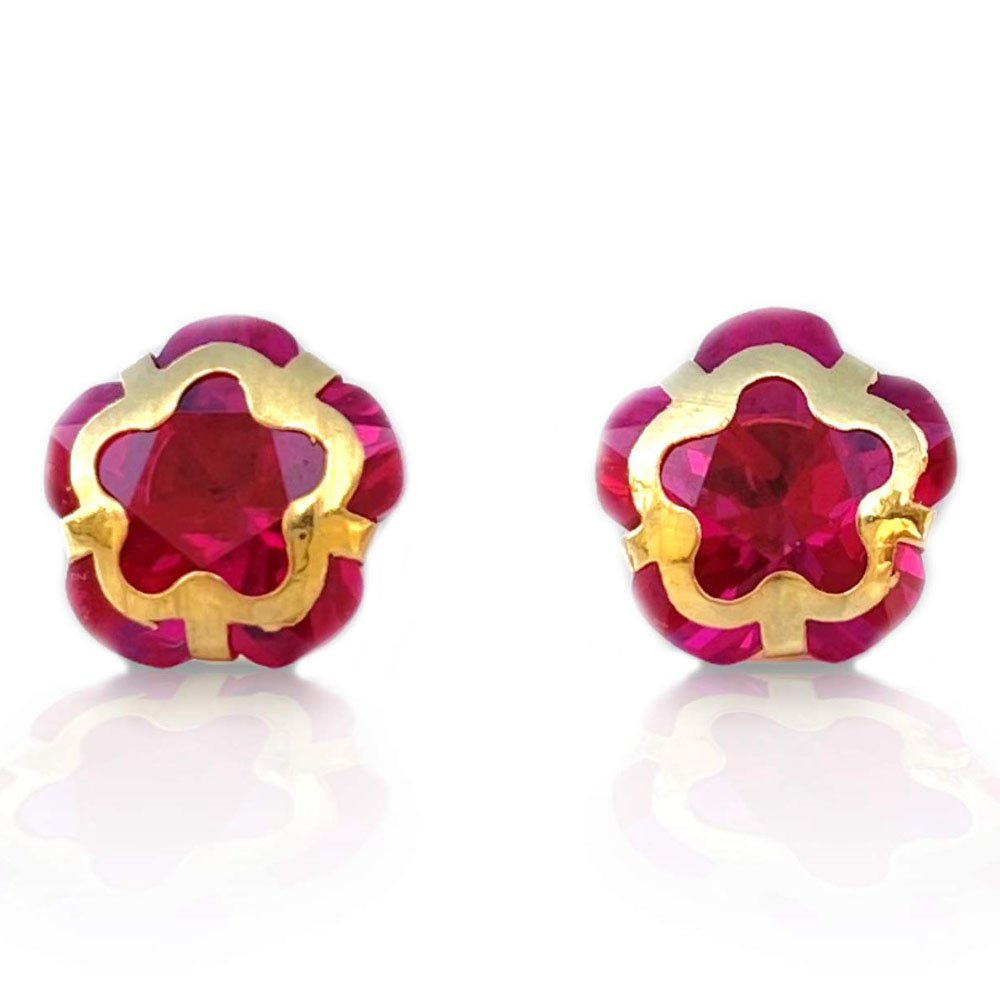 14KT Single Stone Gold Stud Earrings Manufacturer, Wholesaler & Supplier | Premokshi Ornaments | PREM-ER-111-RED