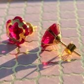 14KT Single Stone Gold Stud Earrings Manufacturer, Wholesaler & Supplier | Premokshi Ornaments | PREM-ER-111-RED