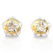 14KT Single Stone Gold Stud Earrings Manufacturer, Wholesaler & Supplier | Premokshi Ornaments | PREM-ER-111-WHITE