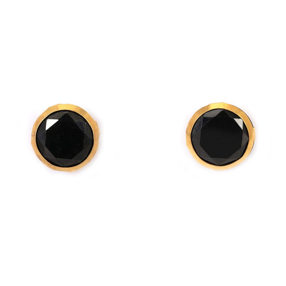 14KT Single Stone Gold Stud Earrings | Premokshi Ornaments | PREM-ER-113-BLACK