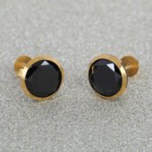 14KT Single Stone Gold Stud Earrings | Premokshi Ornaments | PREM-ER-113-BLACK