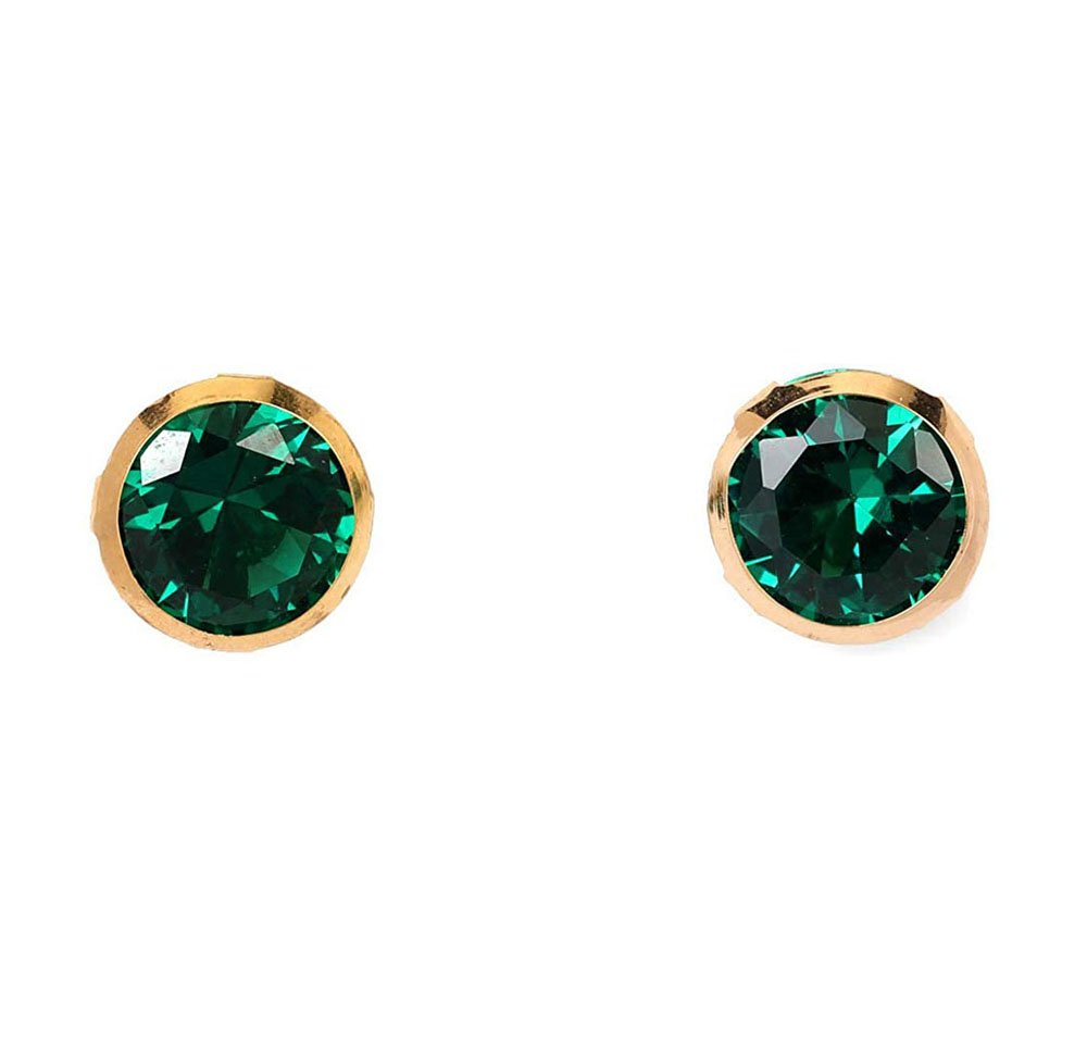 14KT Single Stone Gold Stud Earrings Manufacturer, Wholesaler & Supplier in | Premokshi Ornaments | PREM-ER-113-GREEN