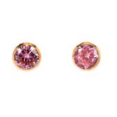 14KT Single Stone Gold Stud Earrings Manufacturer, Wholesaler & Supplier | Premokshi Ornaments | PREM-ER-113-PINK