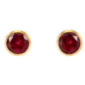 14KT Single Stone Gold Stud Earrings Manufacturer, Wholesaler & Supplier | Premokshi Ornaments | PREM-ER-113-RED