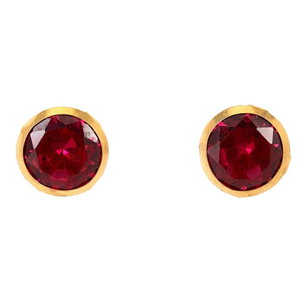 14KT Single Stone Gold Stud Earrings Manufacturer, Wholesaler & Supplier | Premokshi Ornaments | PREM-ER-113-RED