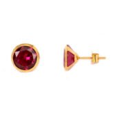 14KT Single Stone Gold Stud Earrings Manufacturer, Wholesaler & Supplier | Premokshi Ornaments | PREM-ER-113-RED