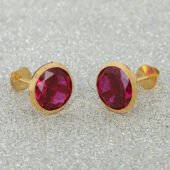 14KT Single Stone Gold Stud Earrings Manufacturer, Wholesaler & Supplier | Premokshi Ornaments | PREM-ER-113-RED