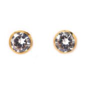 14KT Single Stone Gold Stud Earrings Manufacturer, Wholesaler & Supplier | Premokshi Ornaments | PREM-ER-113-WHITE