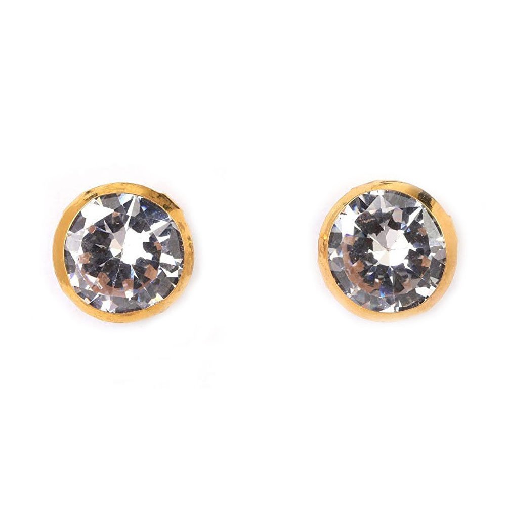 14KT Single Stone Gold Stud Earrings Manufacturer, Wholesaler & Supplier | Premokshi Ornaments | PREM-ER-113-WHITE