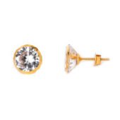 14KT Single Stone Gold Stud Earrings Manufacturer, Wholesaler & Supplier | Premokshi Ornaments | PREM-ER-113-WHITE