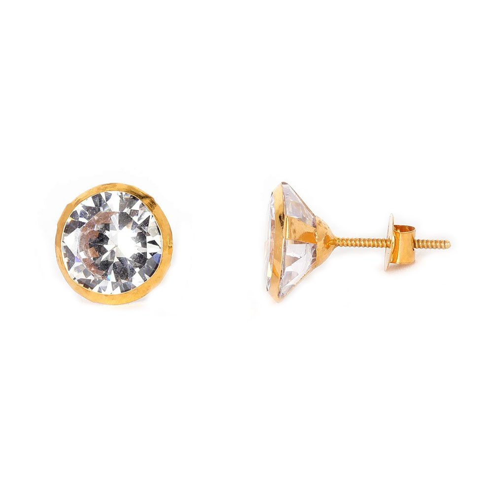 14KT Single Stone Gold Stud Earrings Manufacturer, Wholesaler & Supplier | Premokshi Ornaments | PREM-ER-113-WHITE
