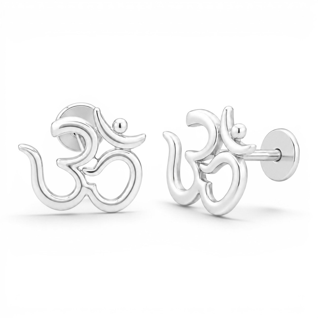 925 Silver Om Stud Earrings