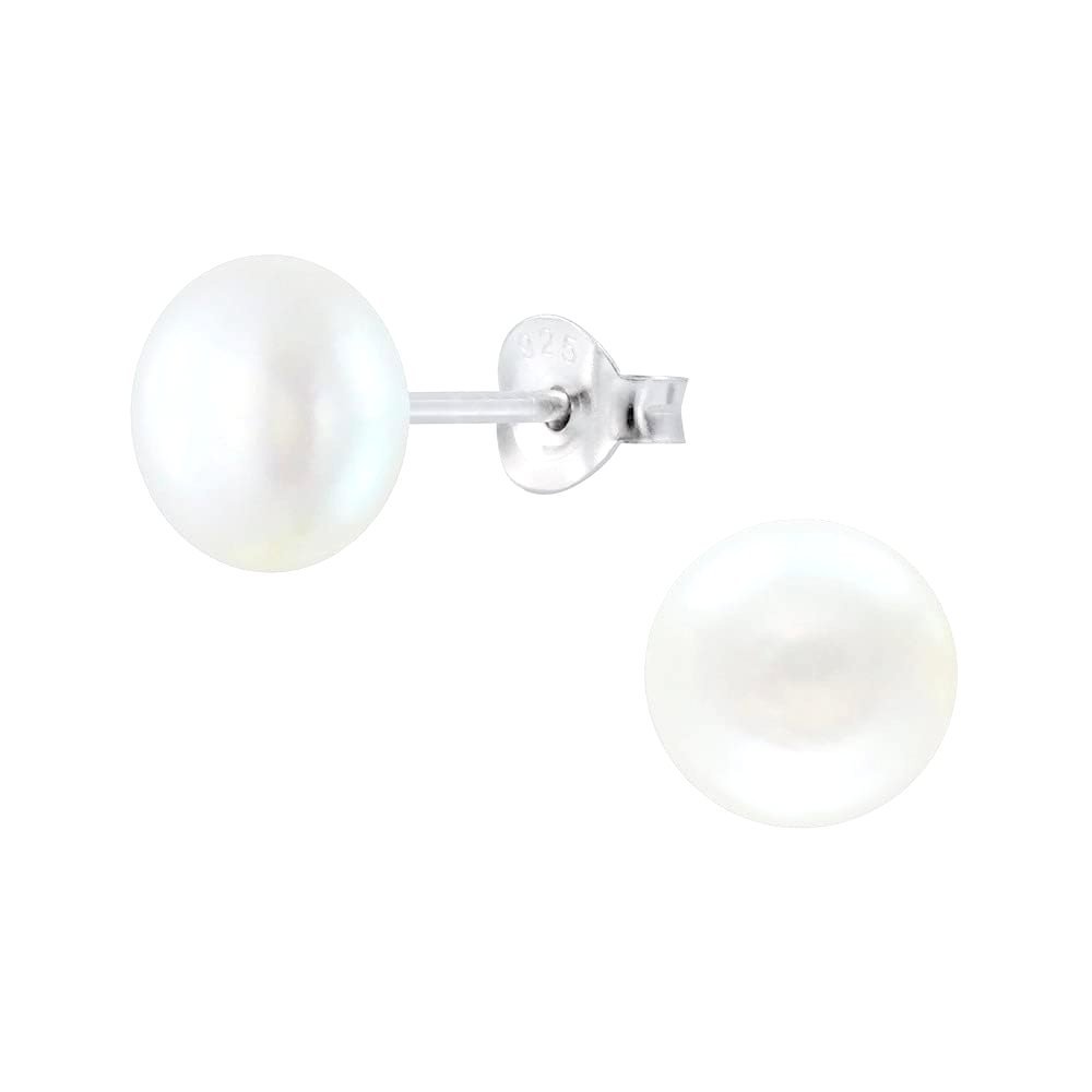 925 Freshwater Button 7mm Pearl Sterling Silver Stud Earrings Manufacturer, Wholesaler & Supplier | Barsana Jewels | BAR-SER-005